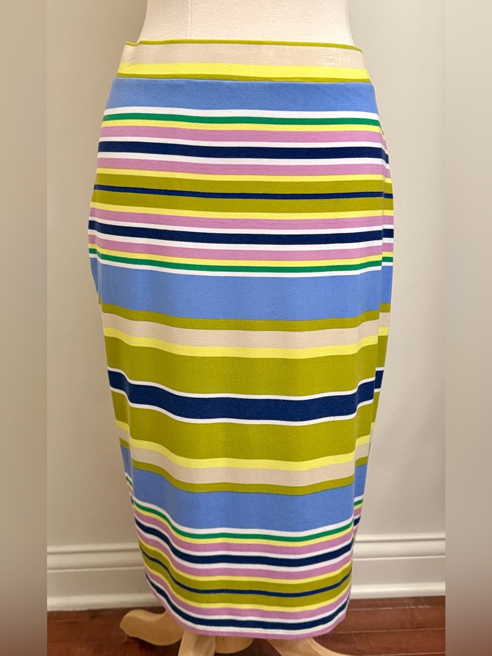 Liz Claiborne Green Blue Purple Striped SZ M Coastal Chic Y2K Euro Summer Skirt
